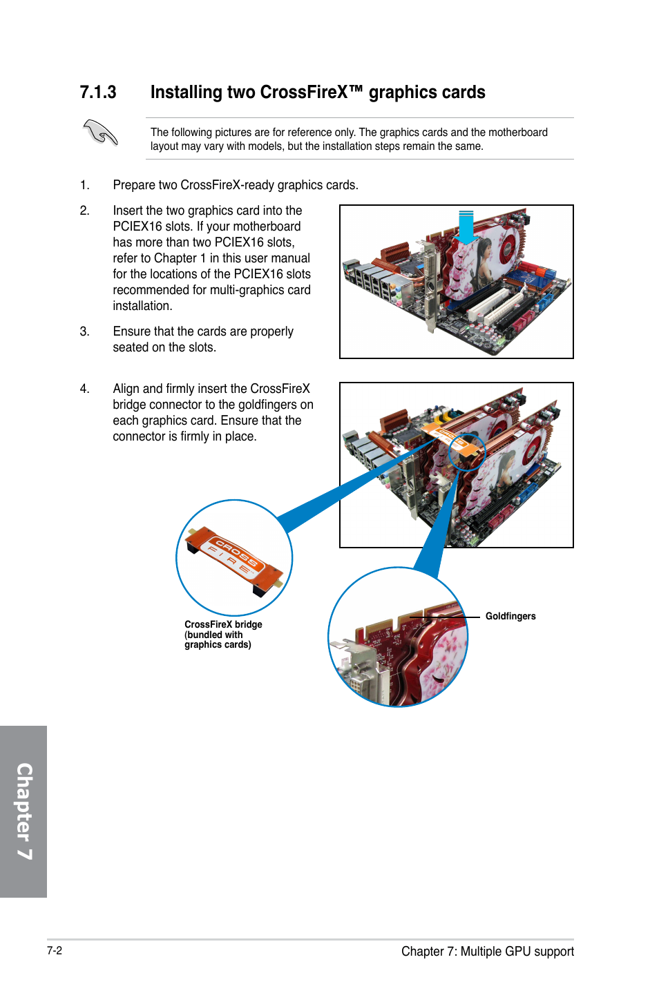 3 installing two crossfirex™ graphics cards, Installing two crossfirex™ graphics cards -2, Chapter 7 | Asus P8Z77-V LX2 User Manual | Page 148 / 156