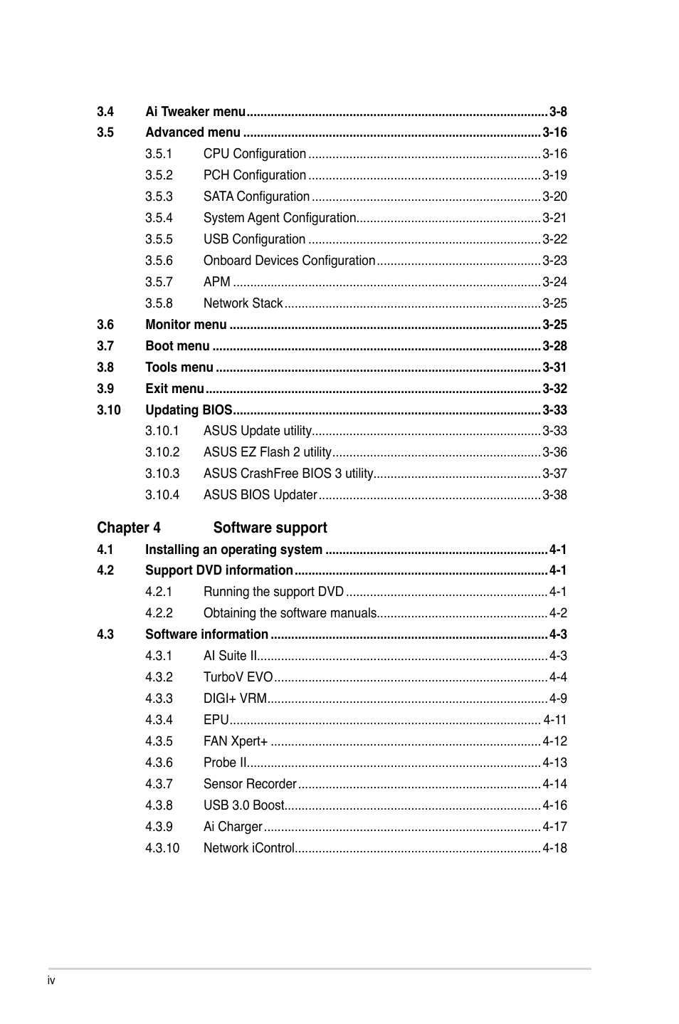 Asus P8Z77-V LX2 User Manual | Page 4 / 156
