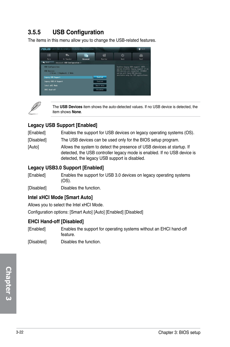 5 usb configuration, Usb configuration -22, Chapter 3 | Asus P8Z77-V LX2 User Manual | Page 80 / 156