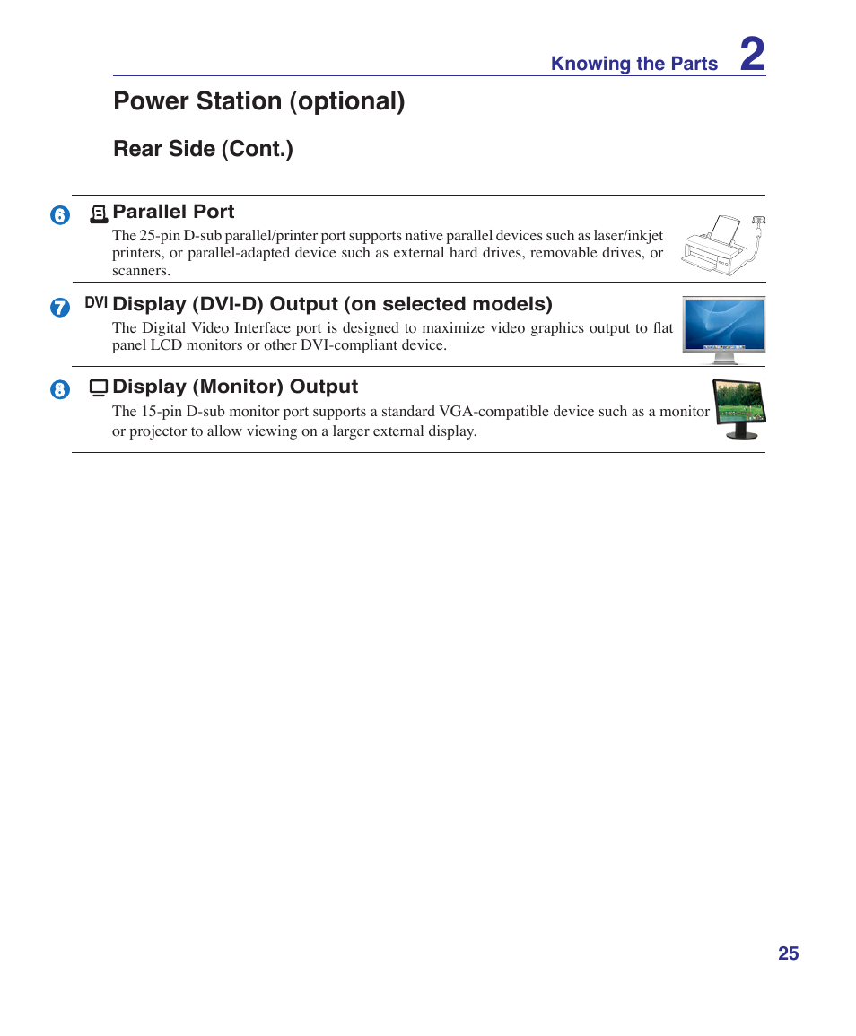 Power station (optional) | Asus V2Je User Manual | Page 25 / 97