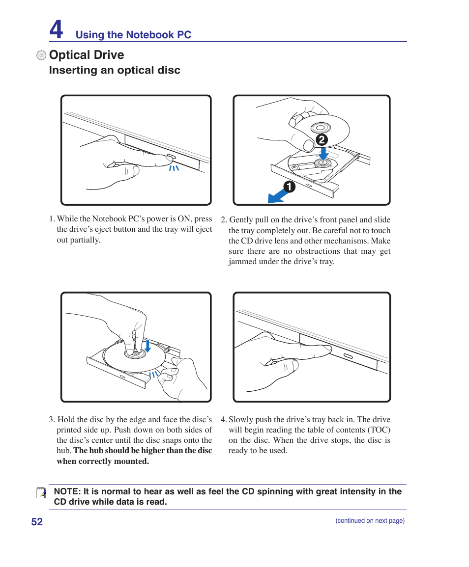 Optical drive | Asus V2Je User Manual | Page 52 / 97