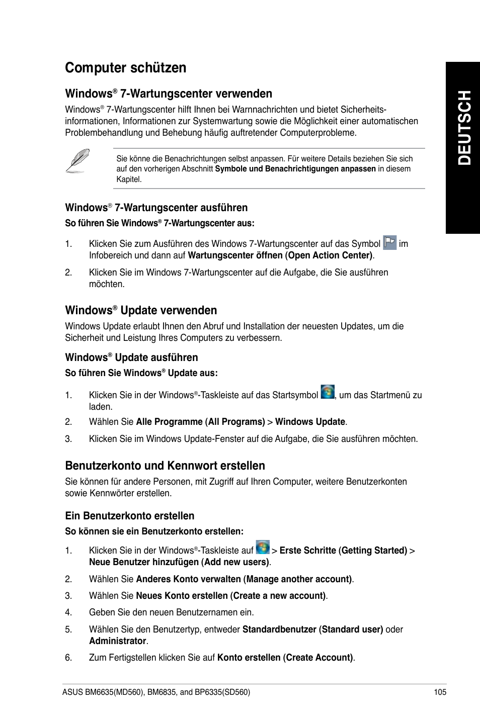 Computer schützen, De ut sc h de ut sc h, Computer.schützen | Asus BP6335 User Manual | Page 107 / 510