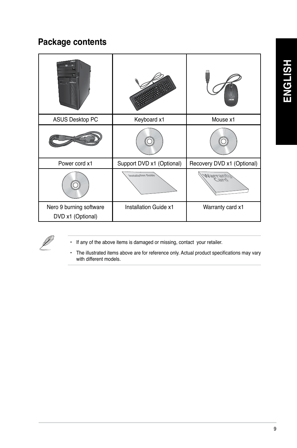 Package contents, En gl is h en gl is h en gl is h en gl is h | Asus BP6335 User Manual | Page 11 / 510