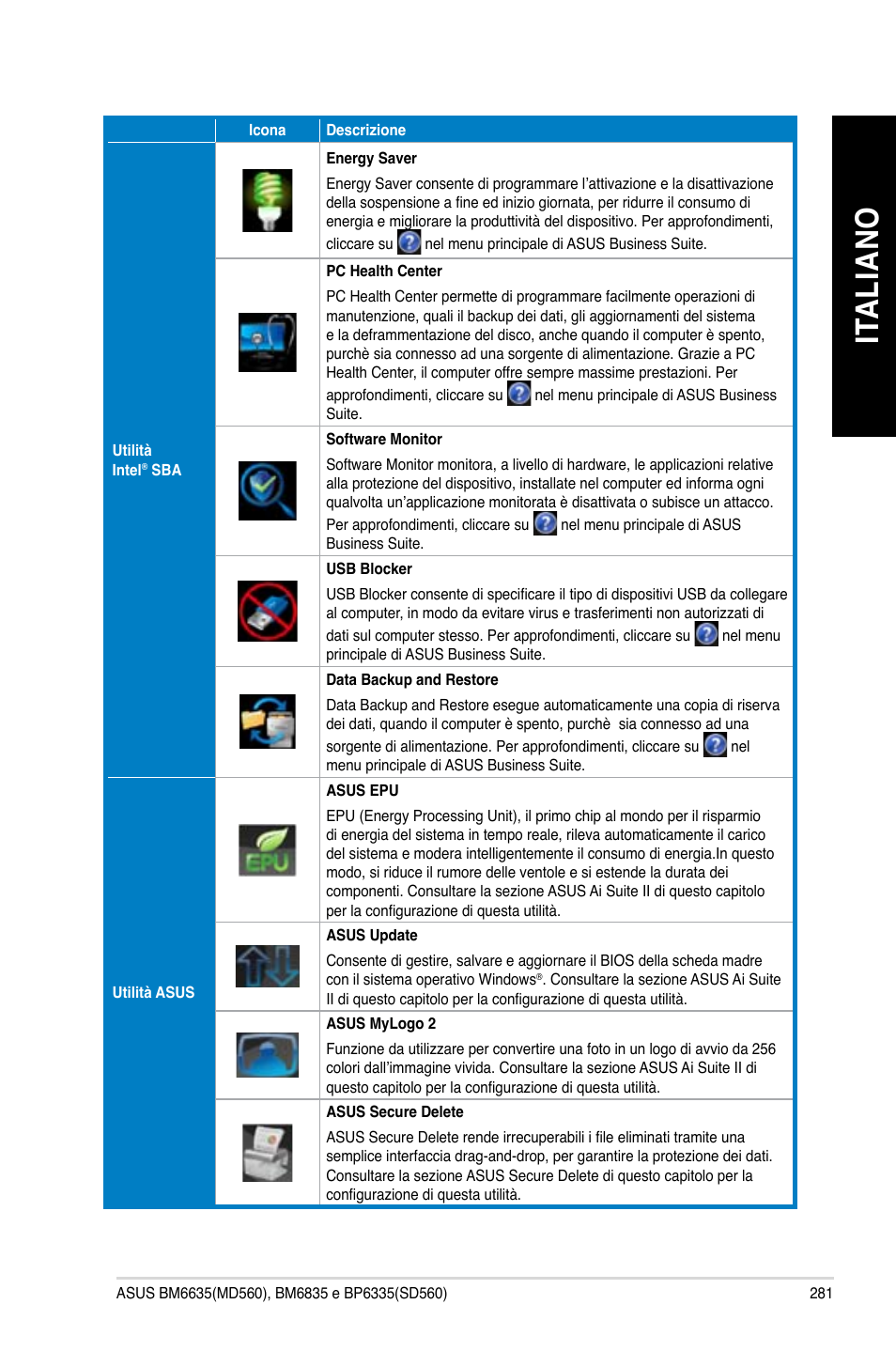 Ita lia no it al ia no | Asus BP6335 User Manual | Page 283 / 510