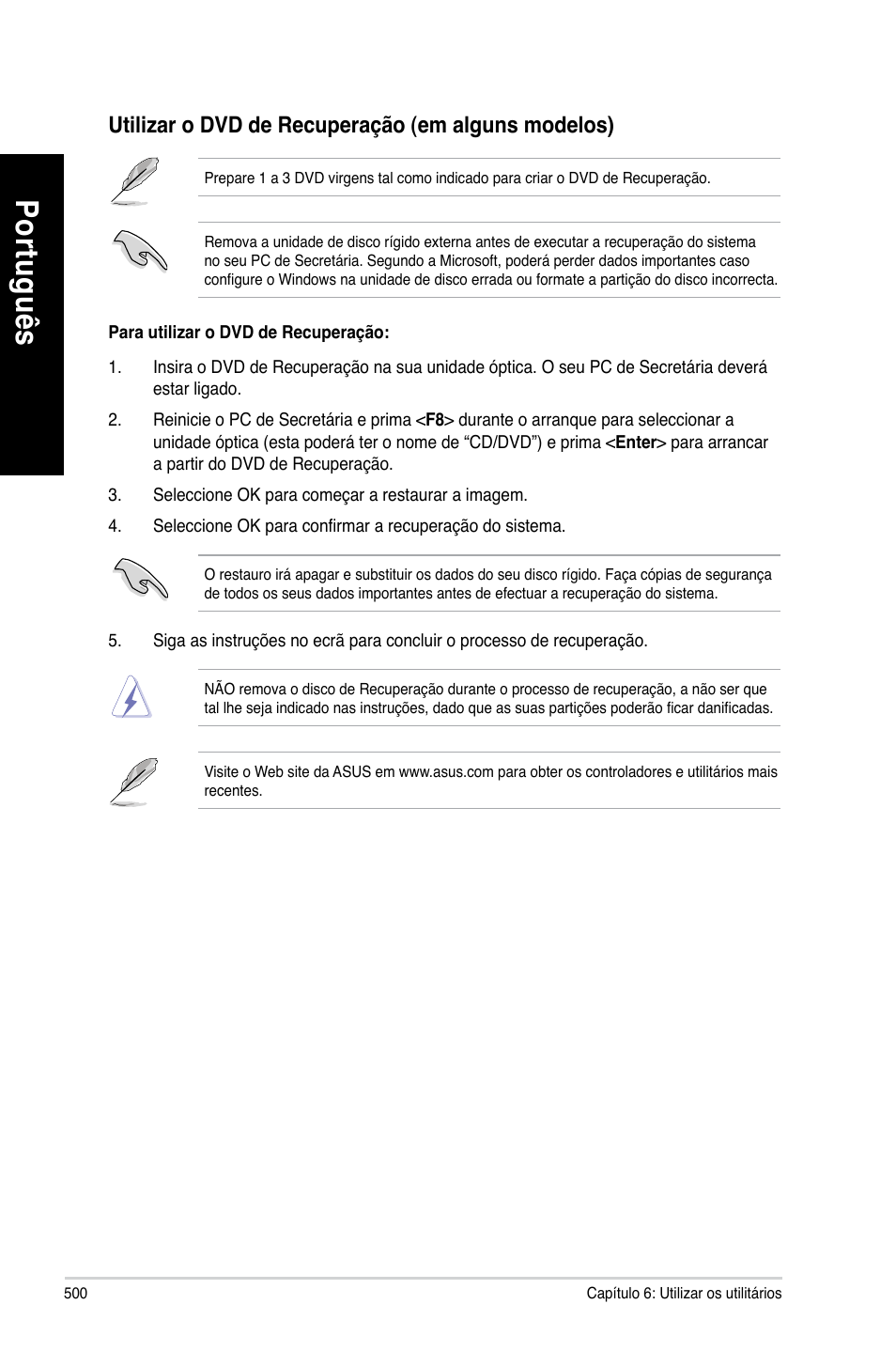 Po rtu gu ês po rtu gu ês | Asus BP6335 User Manual | Page 502 / 510