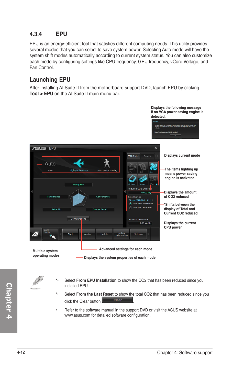 4 epu, Epu -12, Chapter 4 | Launching epu | Asus P8Z77-V LE PLUS User Manual | Page 120 / 174