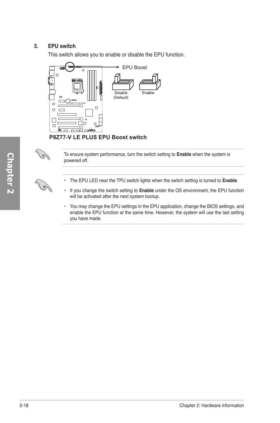 Chapter 2 | Asus P8Z77-V LE PLUS User Manual | Page 38 / 174