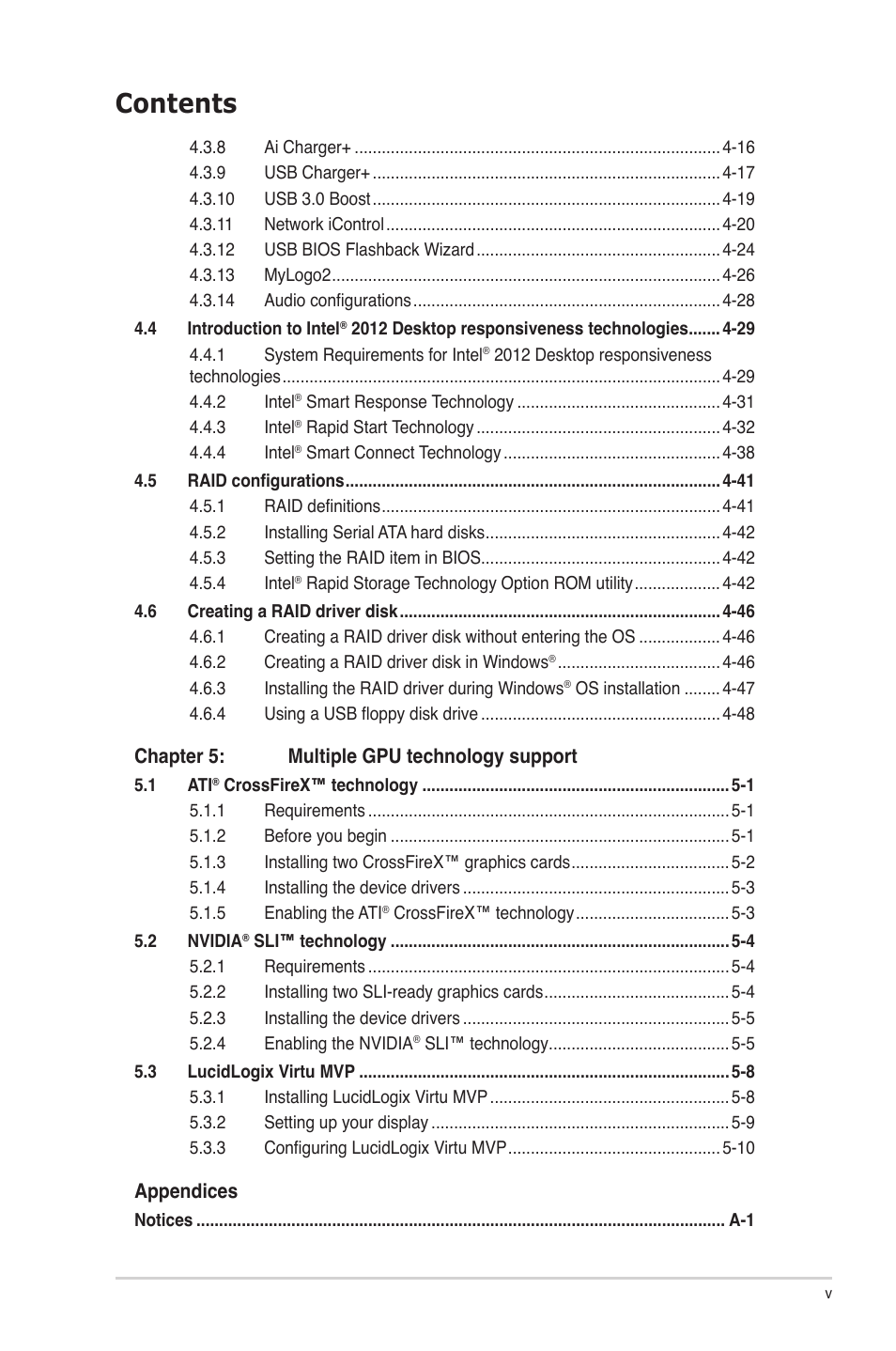 Asus P8Z77-V LE PLUS User Manual | Page 5 / 174