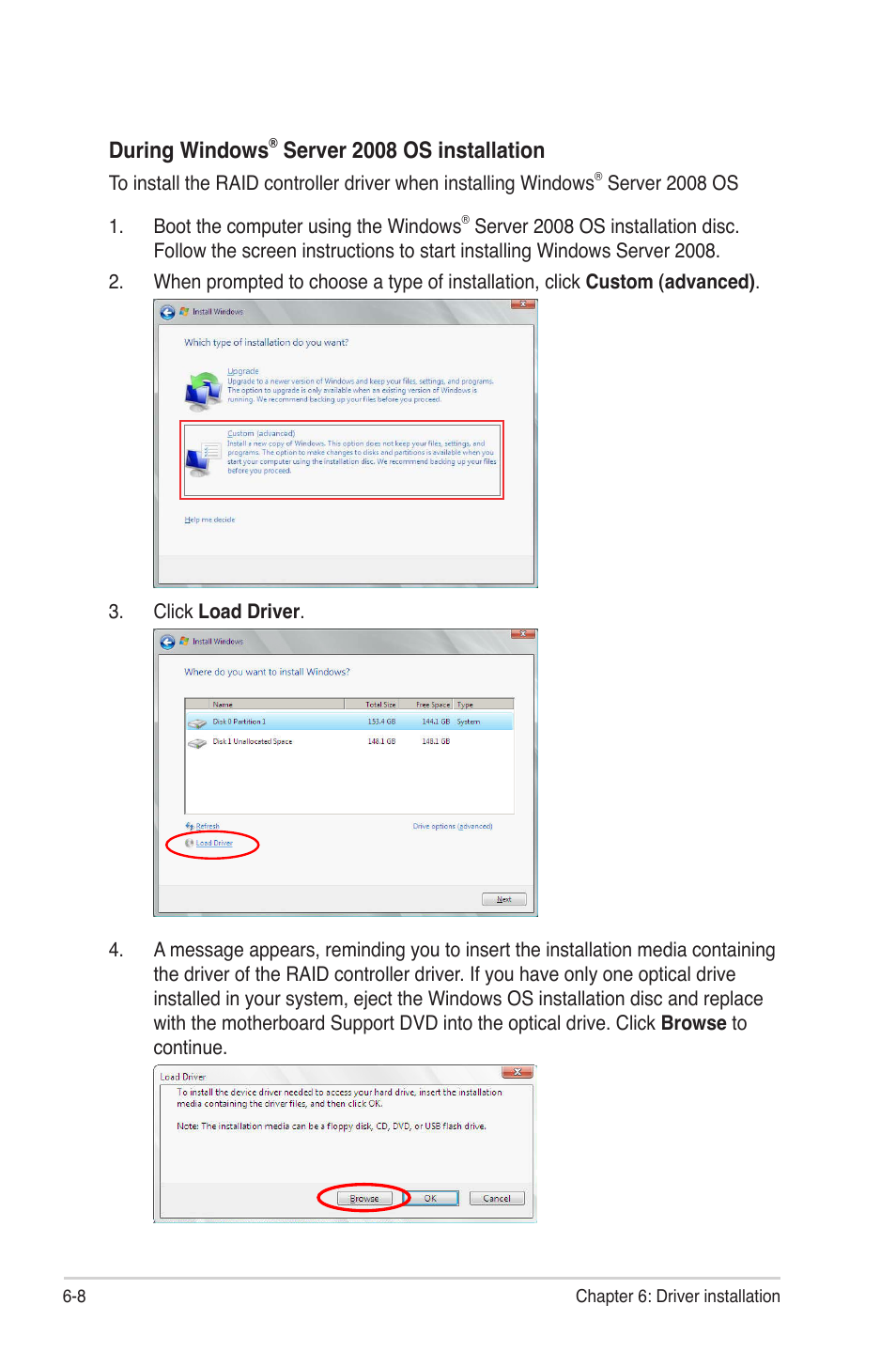 During windows, Server 2008 os installation | Asus P8B-MX User Manual | Page 128 / 150