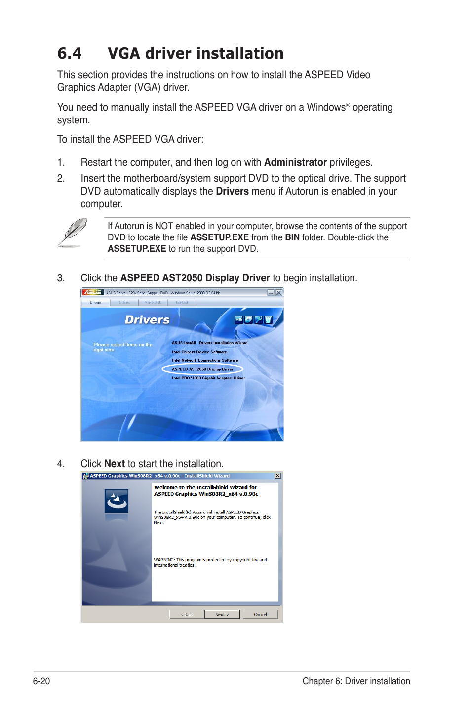 4 vga driver installation, Vga driver installation -20 | Asus P8B-MX User Manual | Page 140 / 150