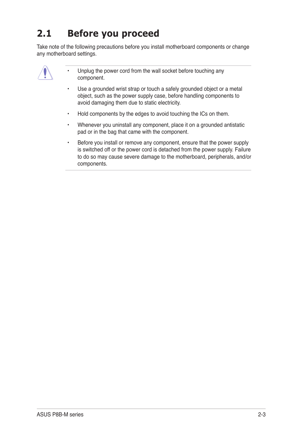 1 before you proceed, Before you proceed -3 | Asus P8B-MX User Manual | Page 21 / 150