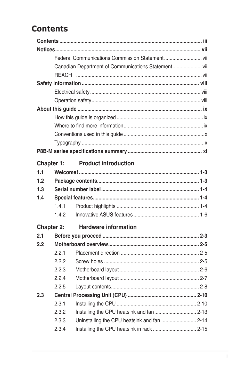 Asus P8B-MX User Manual | Page 3 / 150