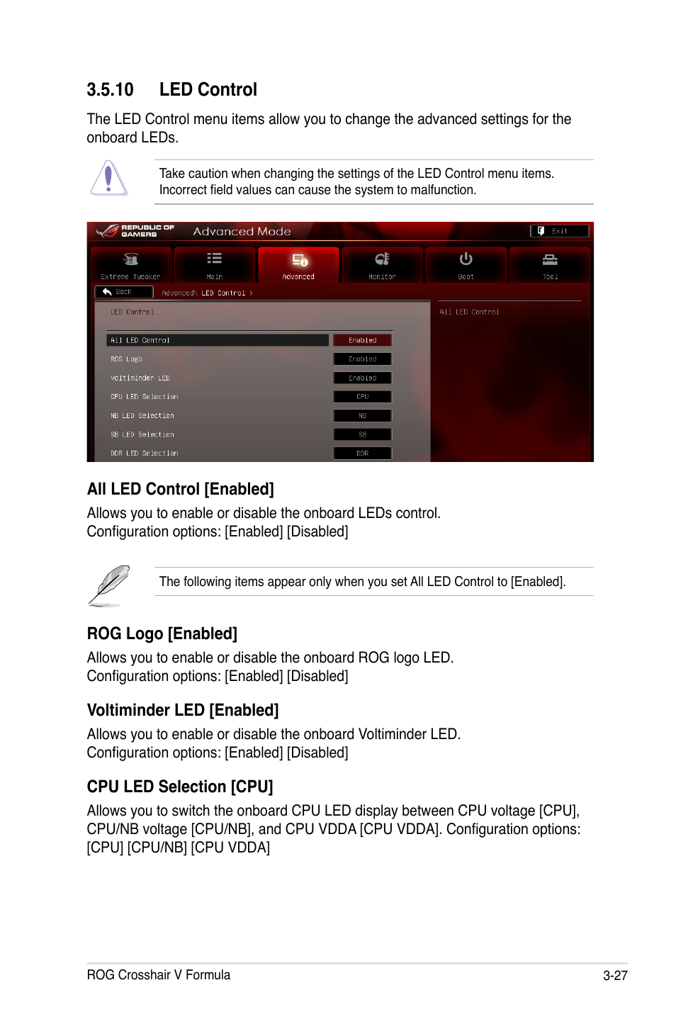 Led.control | Asus Crosshair V Formula/ThunderBolt User Manual | Page 111 / 193