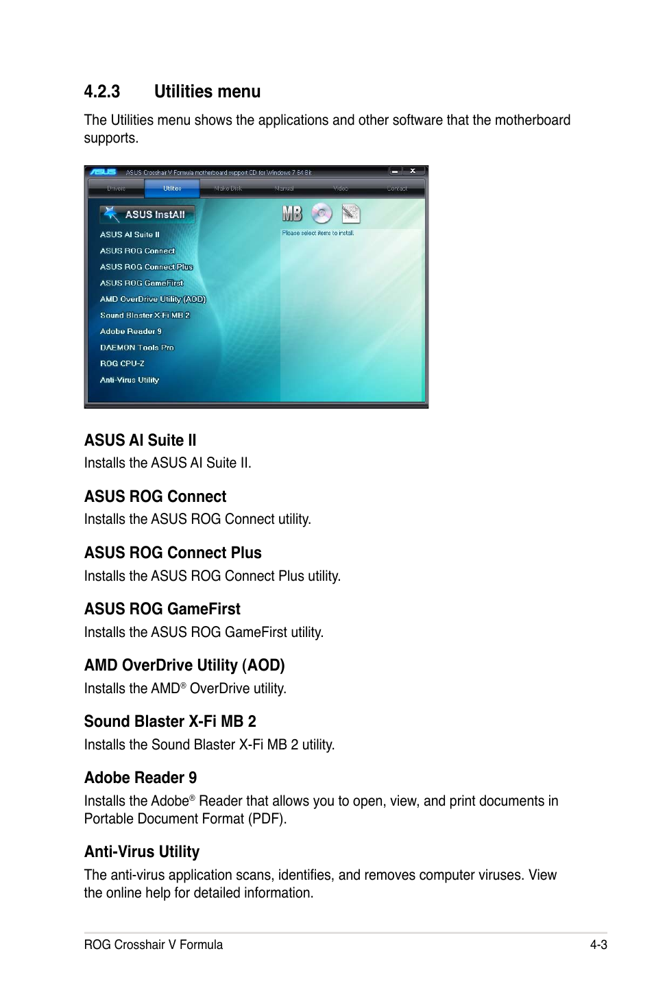 Utilities.menu | Asus Crosshair V Formula/ThunderBolt User Manual | Page 137 / 193