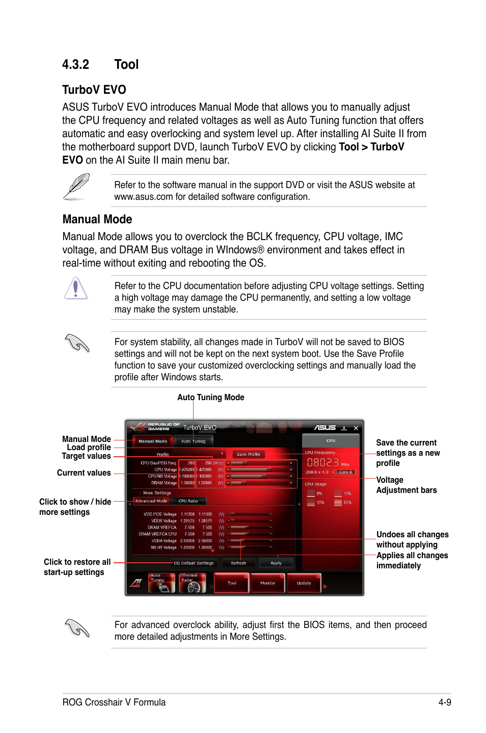 Tool, Turbov.evo, Manual.mode | Asus Crosshair V Formula/ThunderBolt User Manual | Page 143 / 193