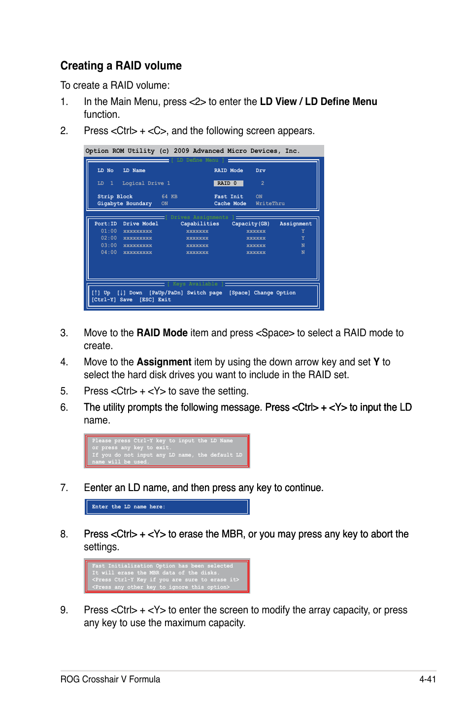 Creating.a.raid.volume, Rog crosshair v formula 4-41 | Asus Crosshair V Formula/ThunderBolt User Manual | Page 175 / 193