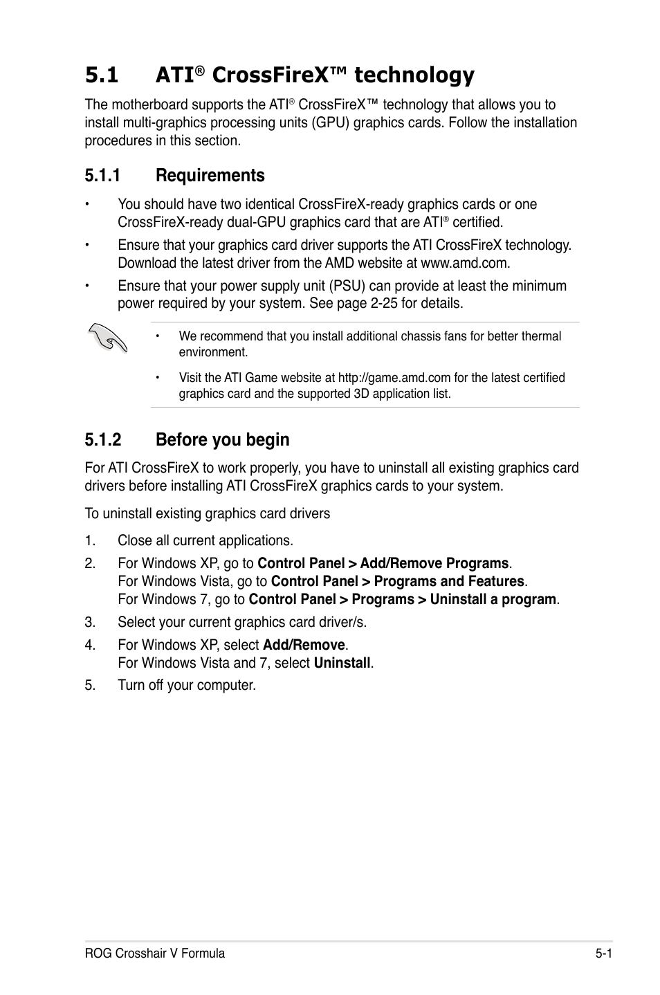 1 ati crossfirex™ technology, Requirements, Before.you.begin | 1 ati, Crossfirex™ technology | Asus Crosshair V Formula/ThunderBolt User Manual | Page 183 / 193