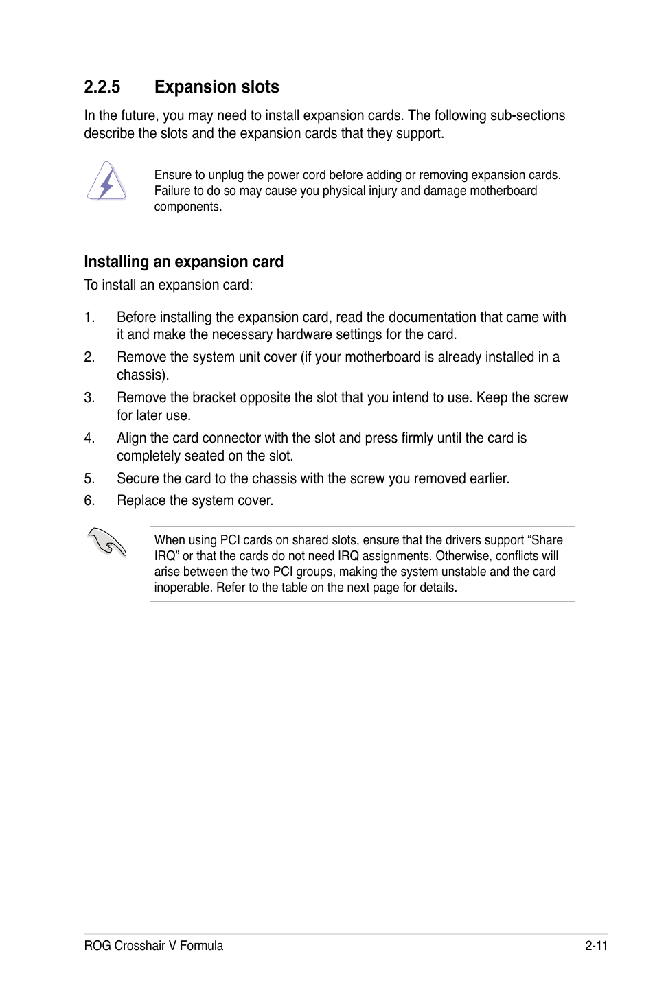 Expansion.slots | Asus Crosshair V Formula/ThunderBolt User Manual | Page 41 / 193