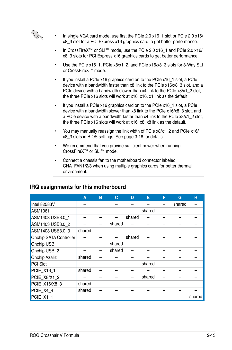 Irq.assignments.for.this.motherboard | Asus Crosshair V Formula/ThunderBolt User Manual | Page 43 / 193