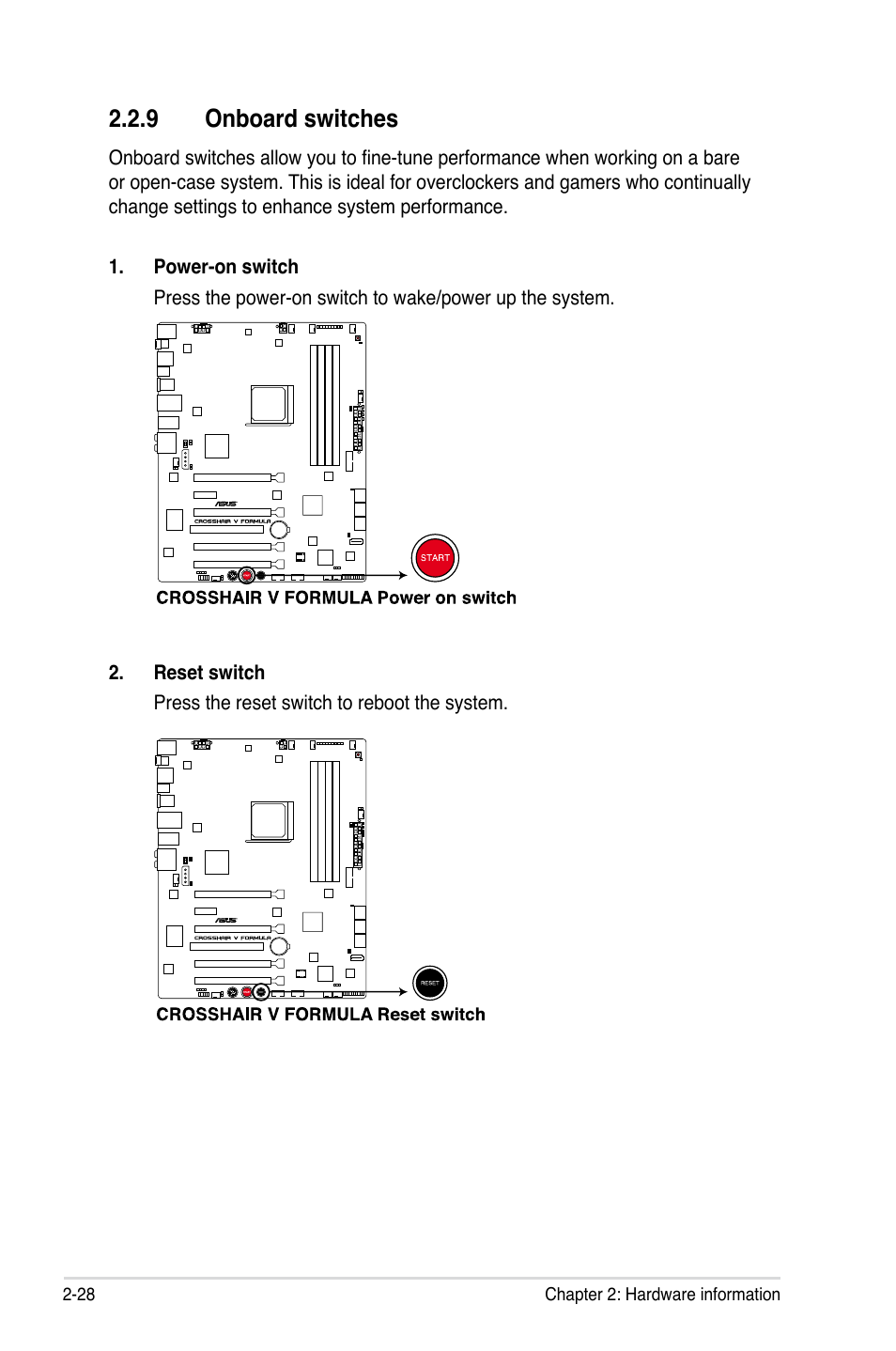 Onboard.switches | Asus Crosshair V Formula/ThunderBolt User Manual | Page 58 / 193