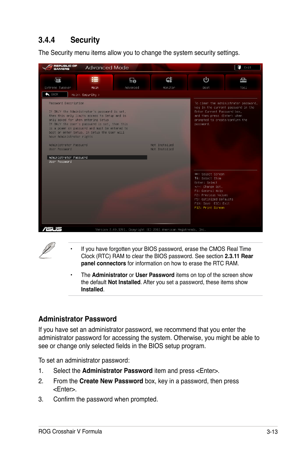 Security | Asus Crosshair V Formula/ThunderBolt User Manual | Page 97 / 193