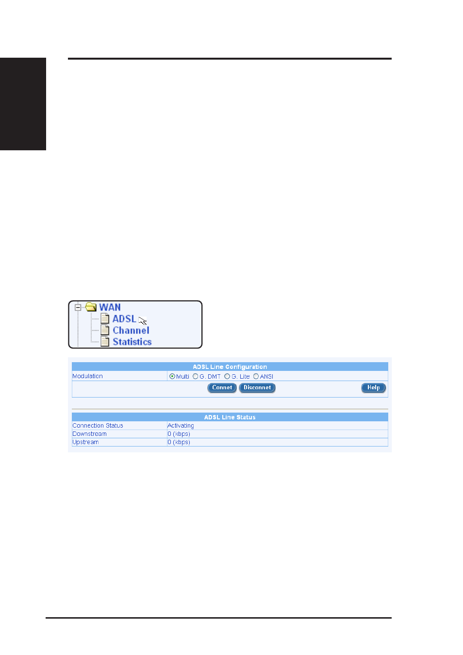 Configuring wan/adsl settings, 1 adsl connection | Asus SL6000 User Manual | Page 45 / 137