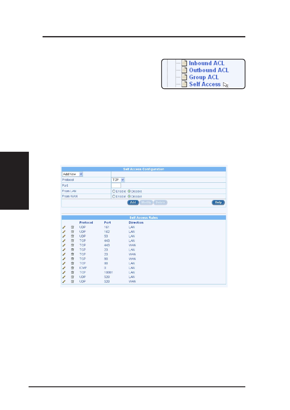 6 configuring self access rules, 1 add a self access rule, 2 view self access summary | 3 delete self access rule | Asus SL6000 User Manual | Page 73 / 137