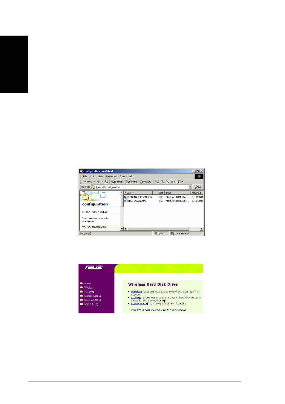 Accessing the configuration web page | Asus WL-HDD2.5 User Manual | Page 6 / 84