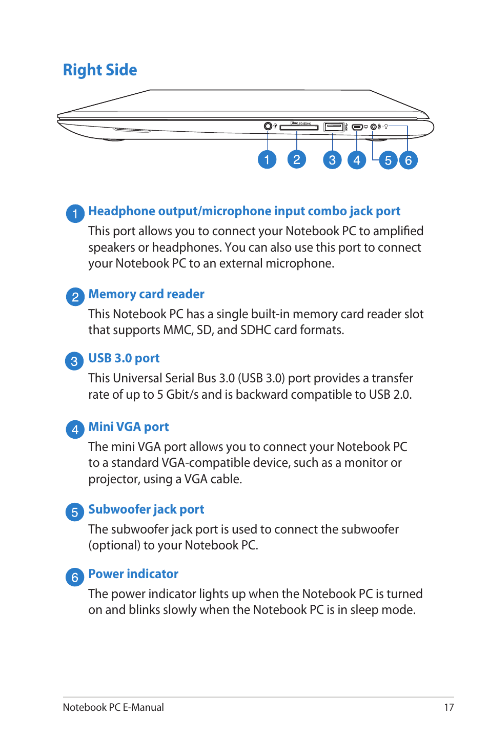 Right side | Asus UX51VZ User Manual | Page 17 / 104