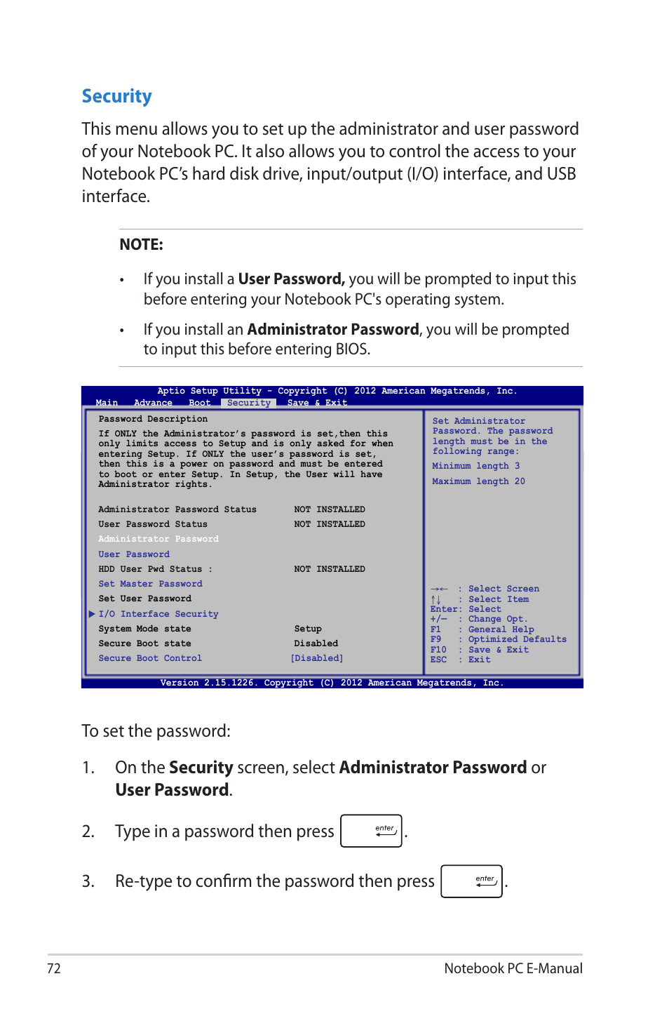 Security | Asus UX51VZ User Manual | Page 72 / 104