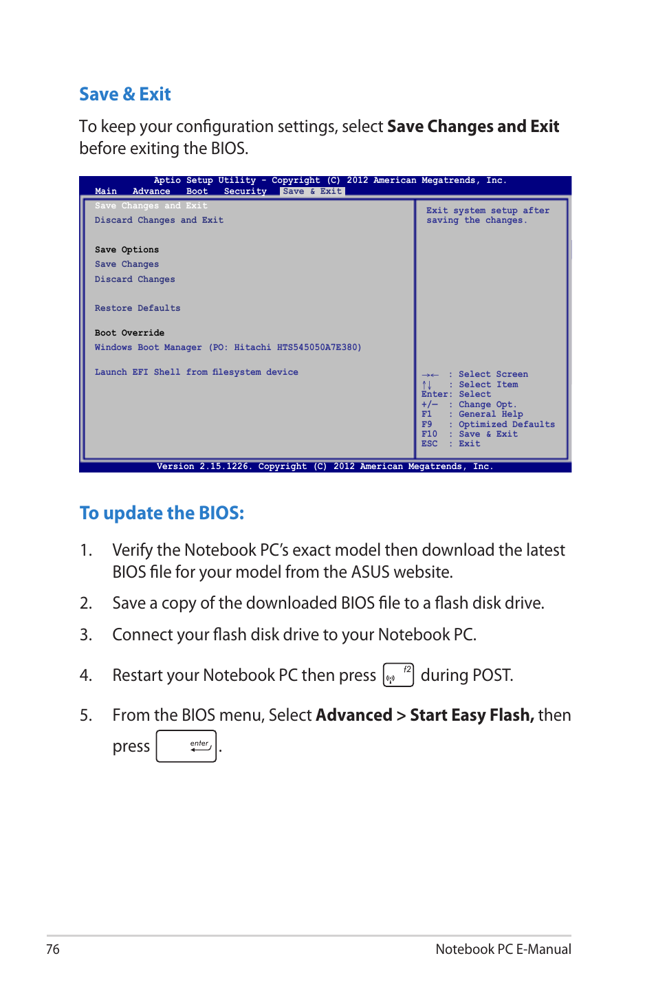 Save & exit | Asus UX51VZ User Manual | Page 76 / 104