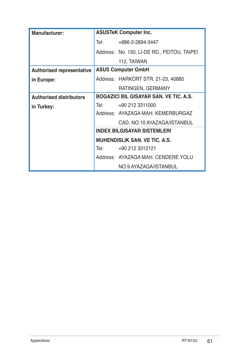 Asus RT-N13U User Manual | Page 61 / 61