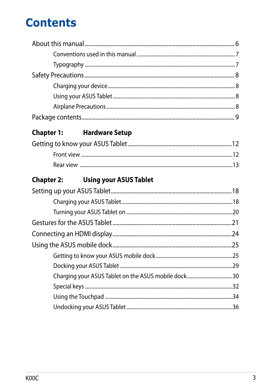 Asus Transformer Pad (TF701T) User Manual | Page 3 / 102