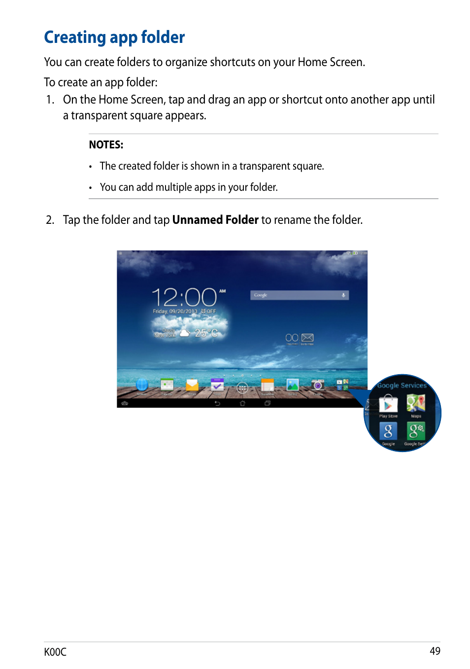 Creating app folder | Asus Transformer Pad (TF701T) User Manual | Page 49 / 102