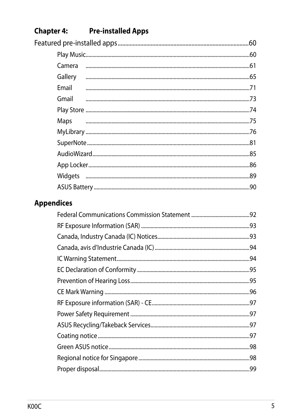 Asus Transformer Pad (TF701T) User Manual | Page 5 / 102