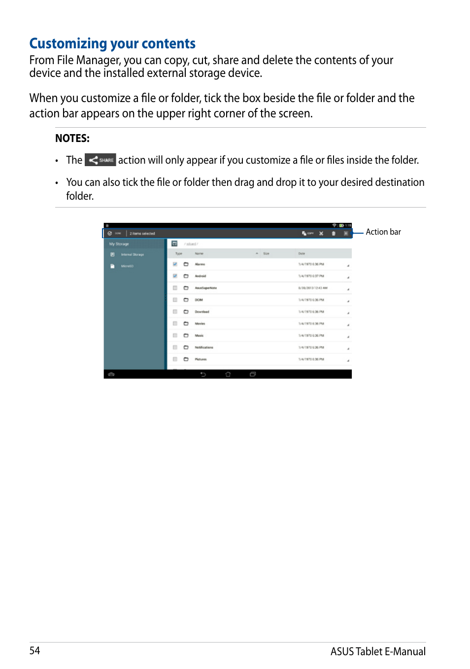 Customizing your contents | Asus Transformer Pad (TF701T) User Manual | Page 54 / 102