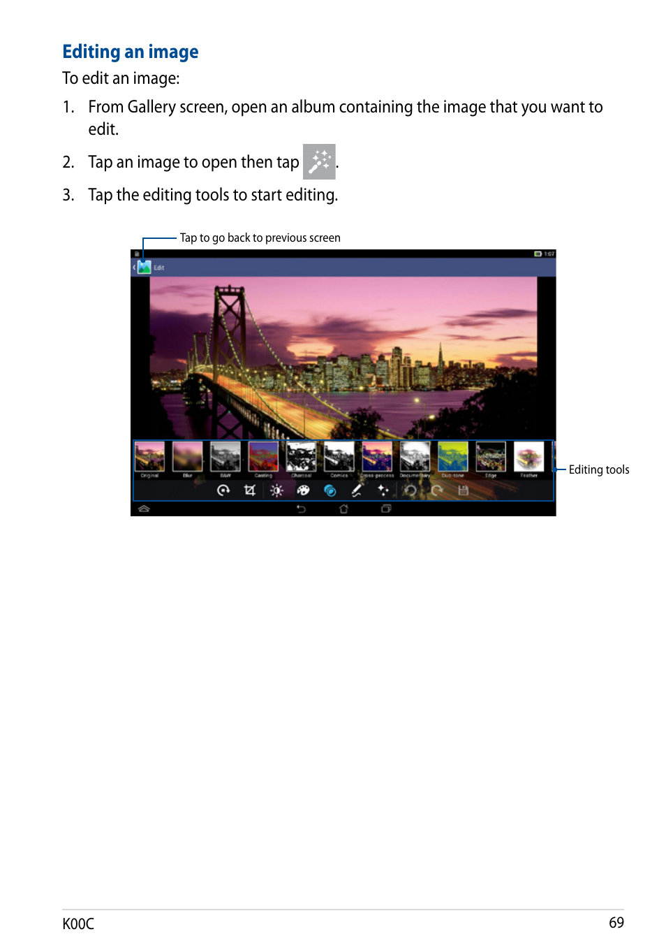 Editing an image | Asus Transformer Pad (TF701T) User Manual | Page 69 / 102