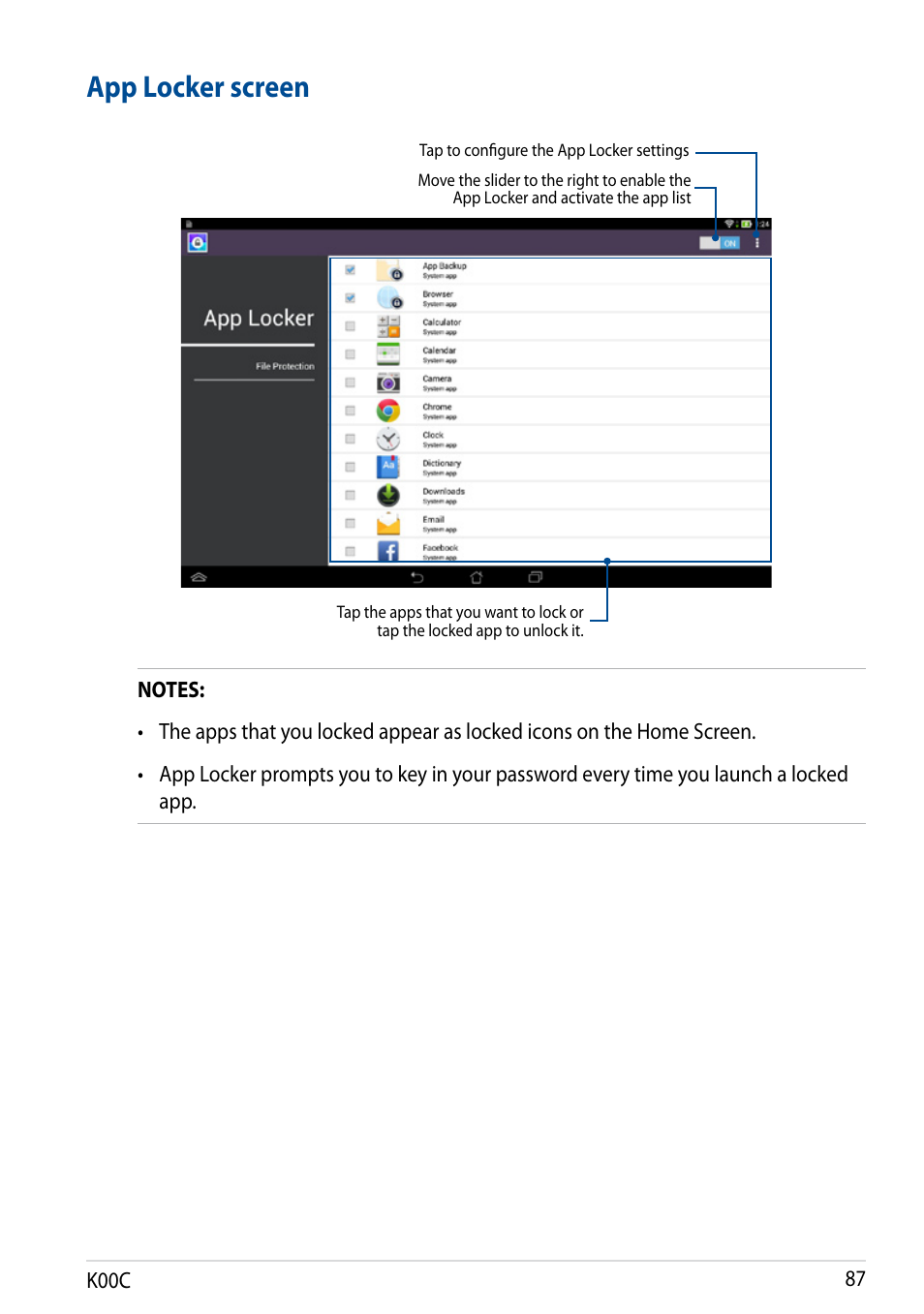 App locker screen | Asus Transformer Pad (TF701T) User Manual | Page 87 / 102