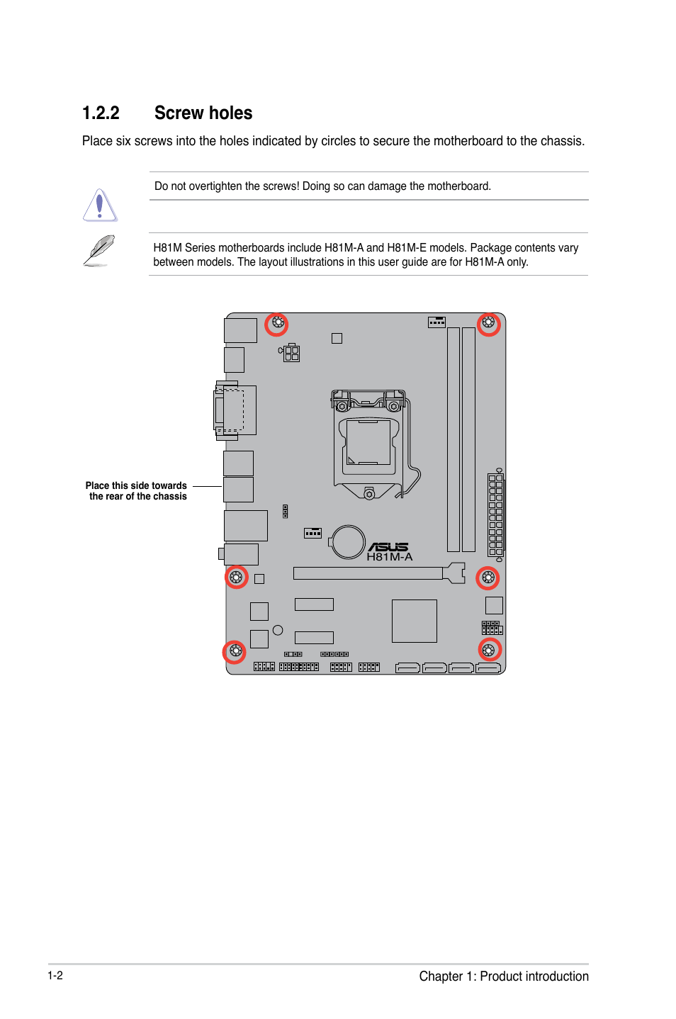 2 screw holes | Asus H81M-E User Manual | Page 10 / 48