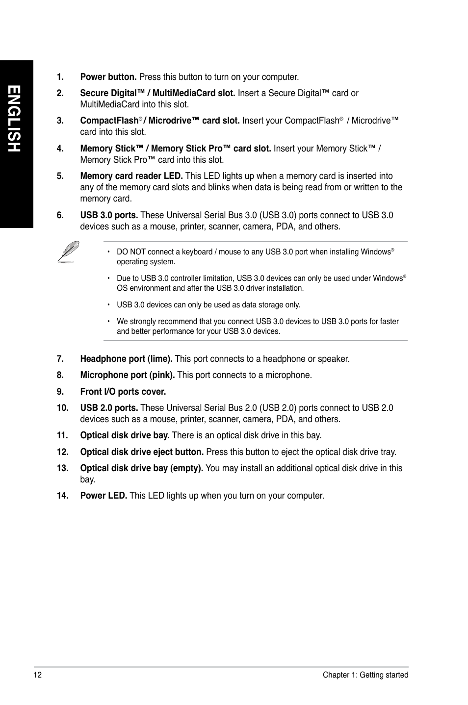 En gl is h en gl is h en gl is h en gl is h | Asus CG8270 User Manual | Page 12 / 76