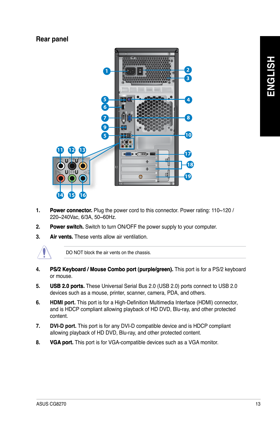 En gl is h en gl is h | Asus CG8270 User Manual | Page 13 / 76