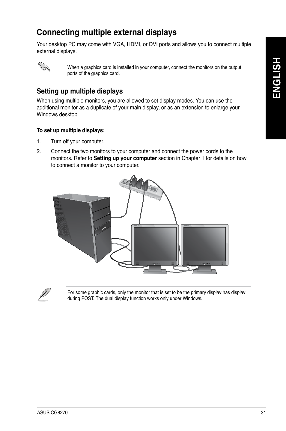 Connecting multiple external displays, En gl is h en gl is h | Asus CG8270 User Manual | Page 31 / 76