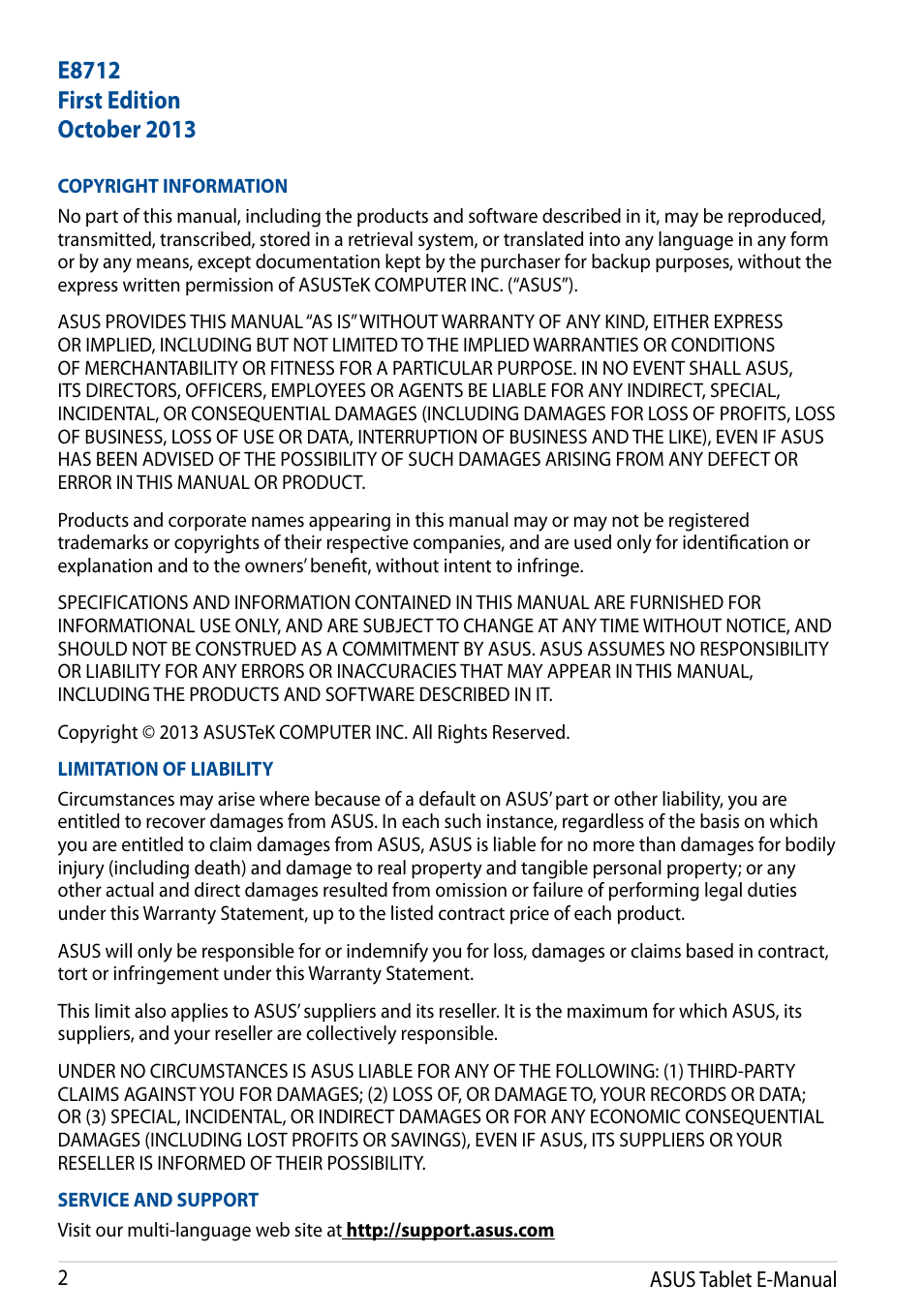 Asus Fonepad 7 User Manual | Page 2 / 102