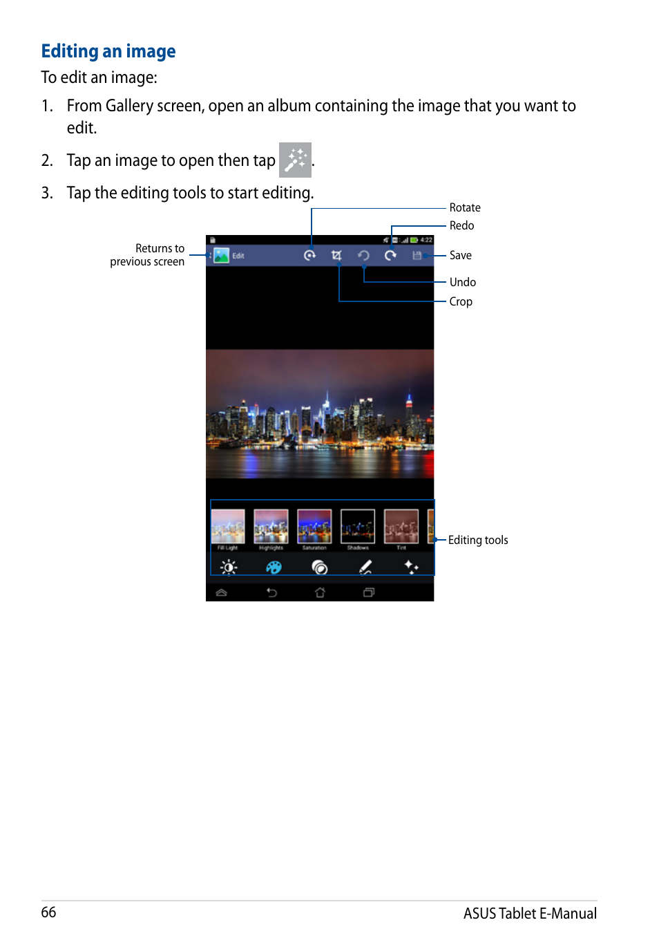 Editing an image | Asus Fonepad 7 User Manual | Page 66 / 102