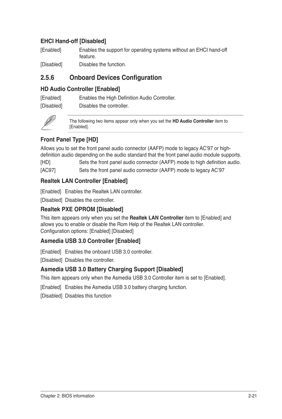 6 onboard devices configuration, Onboard devices configuration -21 | Asus P8H67-I User Manual | Page 50 / 58