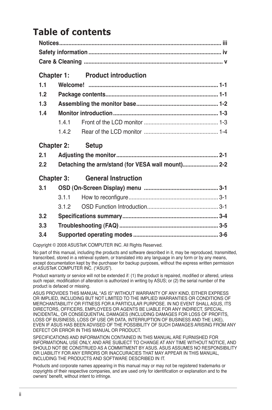 Asus VW161S User Manual | Page 2 / 18