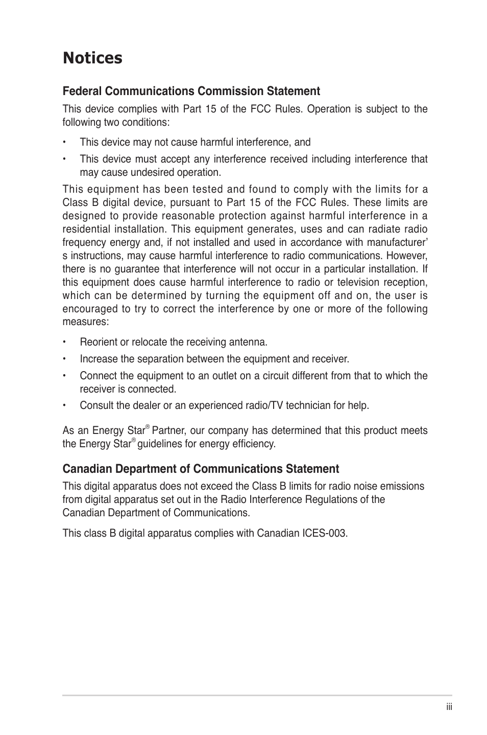 Notices | Asus VW161S User Manual | Page 3 / 18