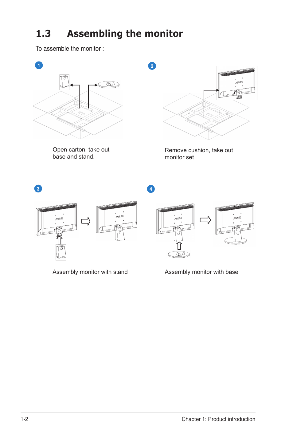 3 assembling the monitor | Asus VW161S User Manual | Page 8 / 18