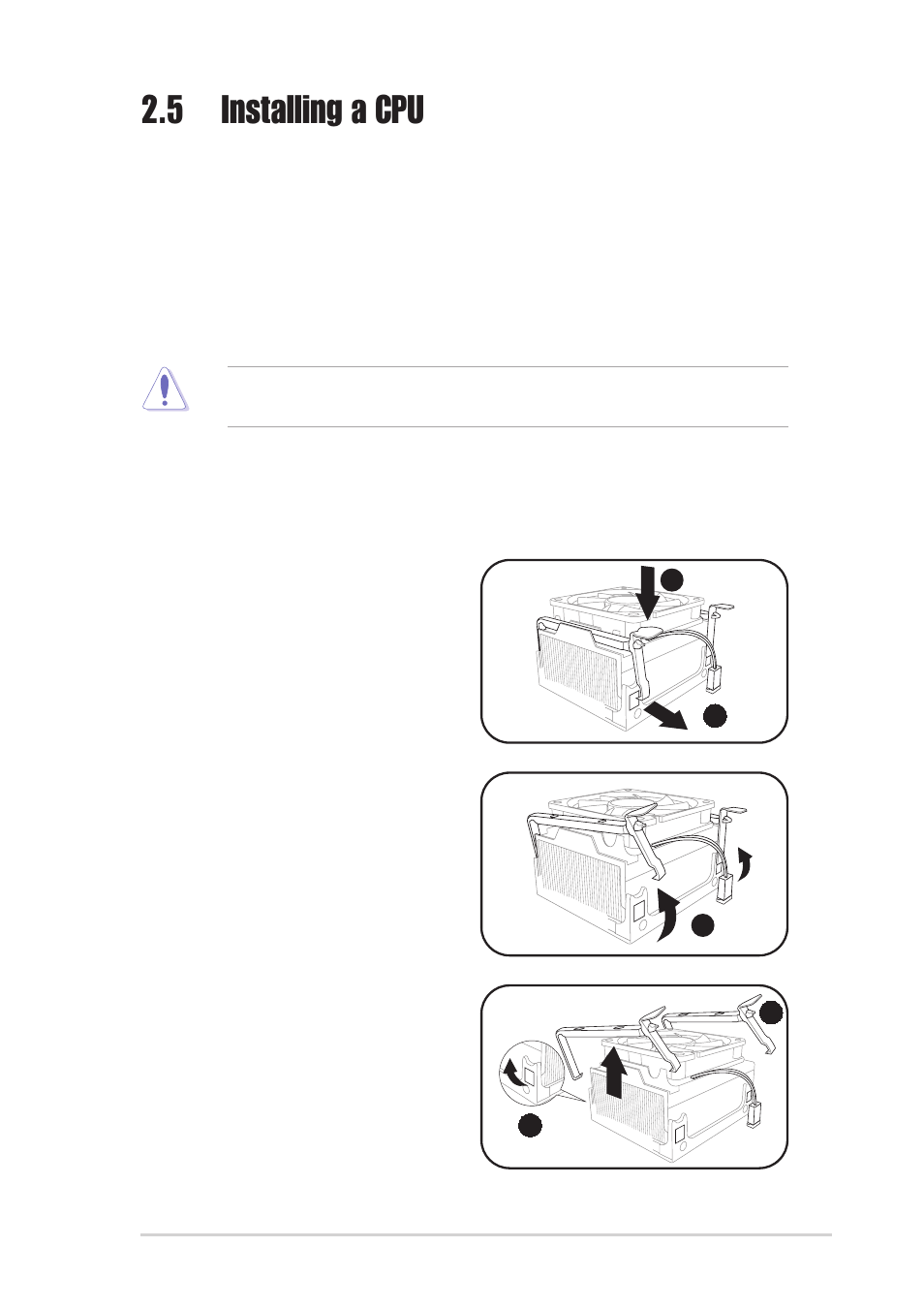 5 installing a cpu, 1 removing the cpu fan and heatsink assembly | Asus T2-R User Manual | Page 21 / 94