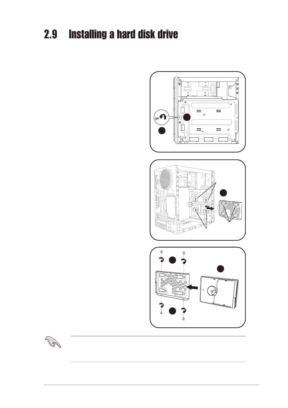 9 installing a hard disk drive | Asus T2-R User Manual | Page 31 / 94